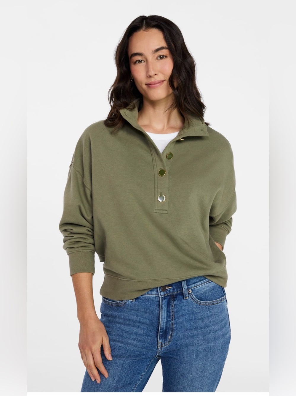 Time and Tru Women’s Quarter Button Fleece Top w/ Long Sleeves